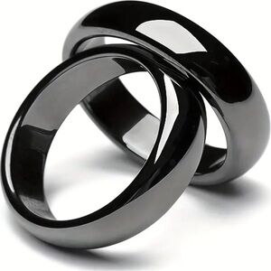 2pcs Black Hematite Ring for Men or Women, various sizes available